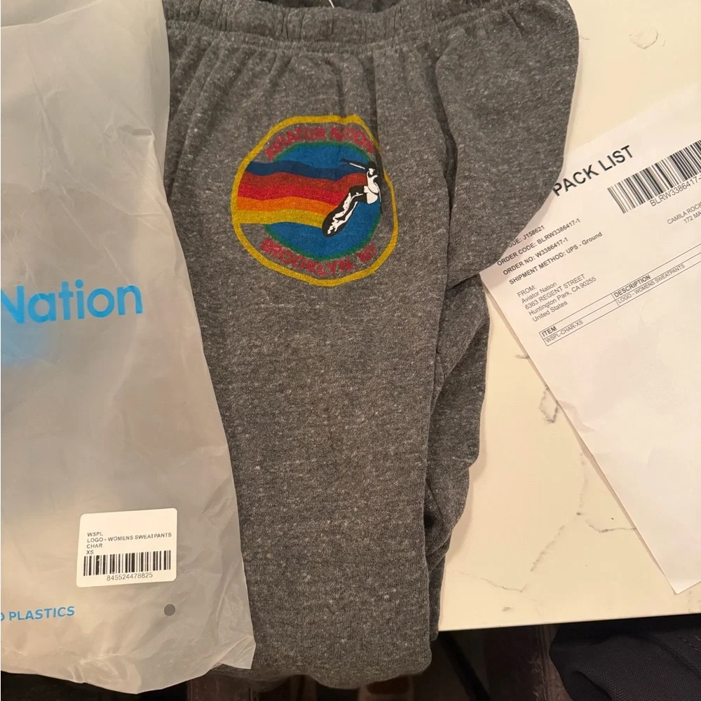 NWT Aviator Nation Gray Track Pants Brooklyn - Picture 3 of 5